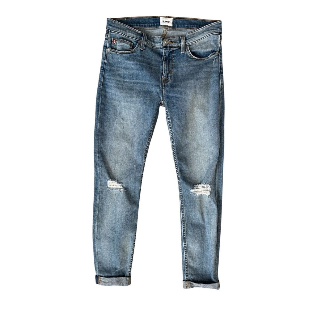 Hudson Crop Harkin Super Skinny Cuffed Destroyed Stretch Jeans Women’s Size 27